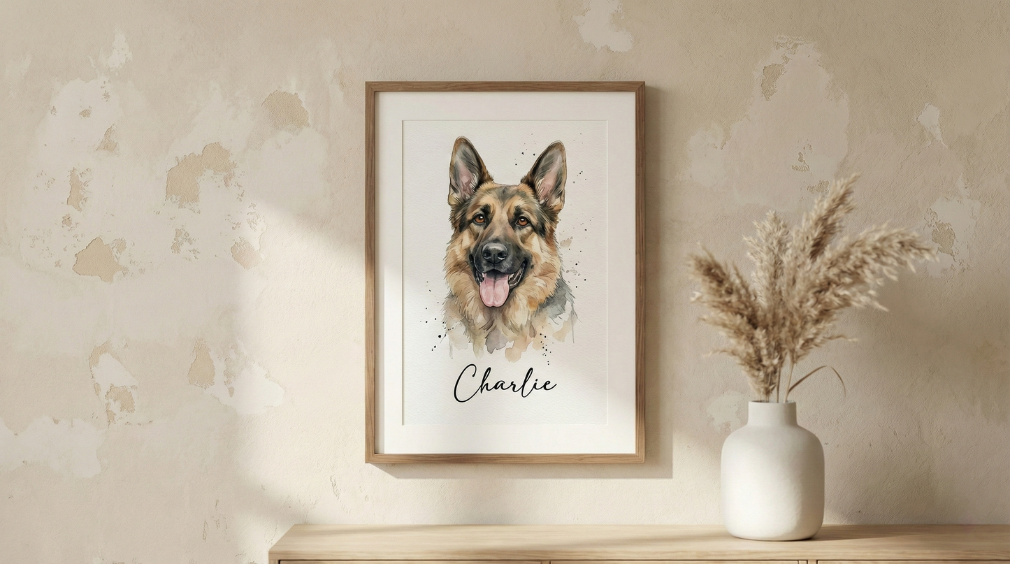 Custom Watercolor Pet Portrait From Photo - Personalized Dog & Cat Art